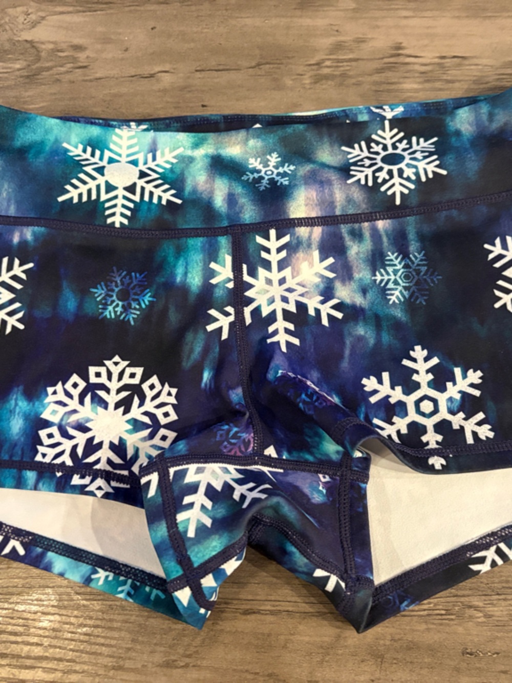 Blue Snowflake Athletic Shorts for Women